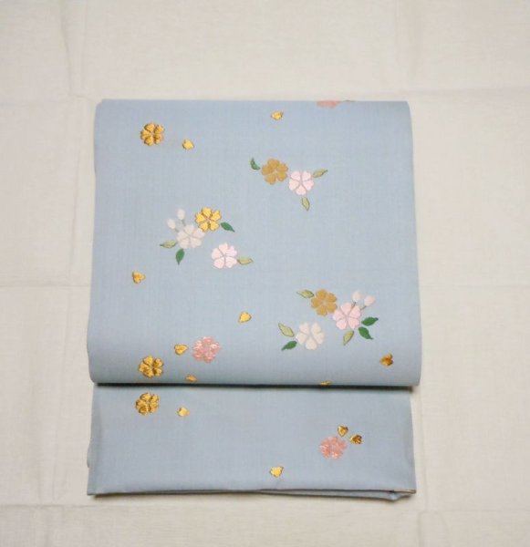 画像1: 袋帯　唐織　桜 (1)