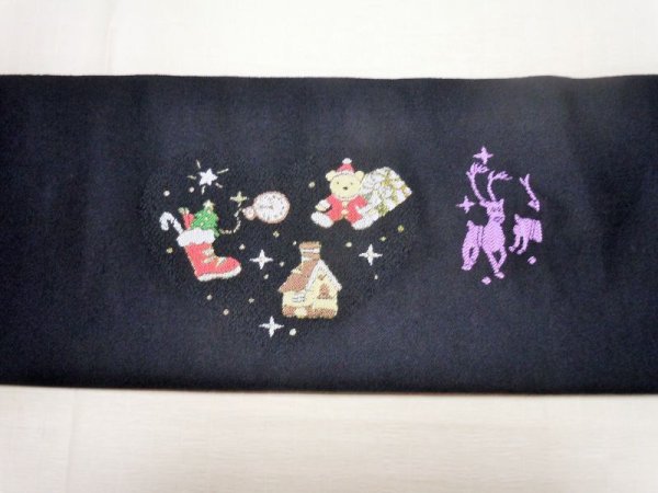 画像5: 名古屋帯　クリスマス　ハート (5)