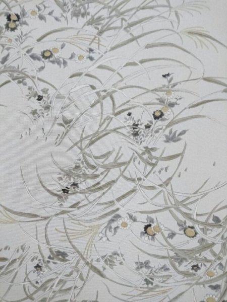 画像2: 染小紋 総付け 墨描き秋草花文  (2)