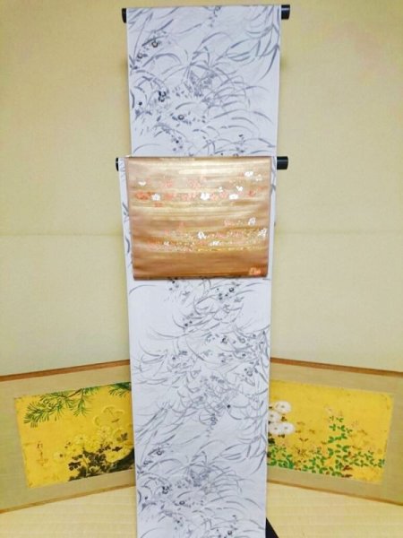 織名古屋帯 秋花文