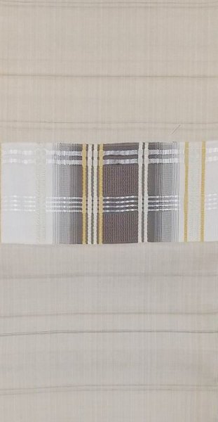 画像4: 九寸名古屋帯　熨斗目格子　茶系 (4)