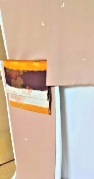 画像4: 本袋帯  〆切絣 全通  蒔絵蔦文 (4)