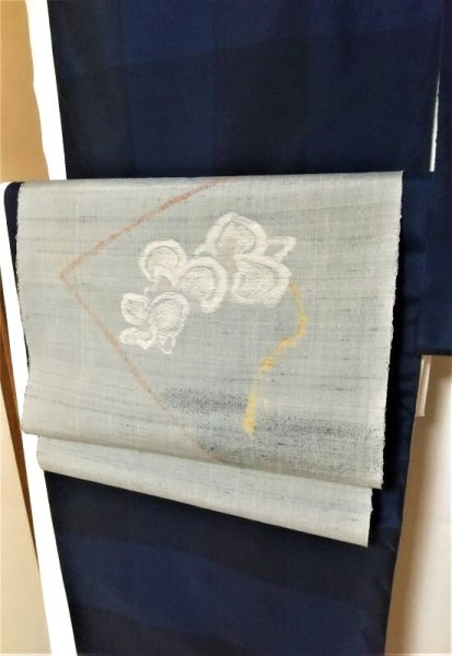 画像5: 名古屋帯　紬地すくい　花 (5)