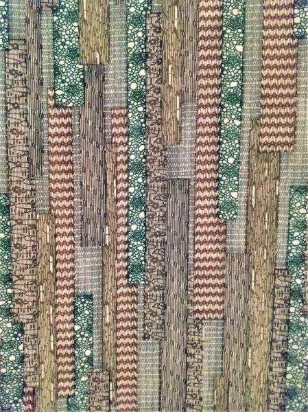 画像2: 型染着尺 紬地伊勢型取合せ (2)