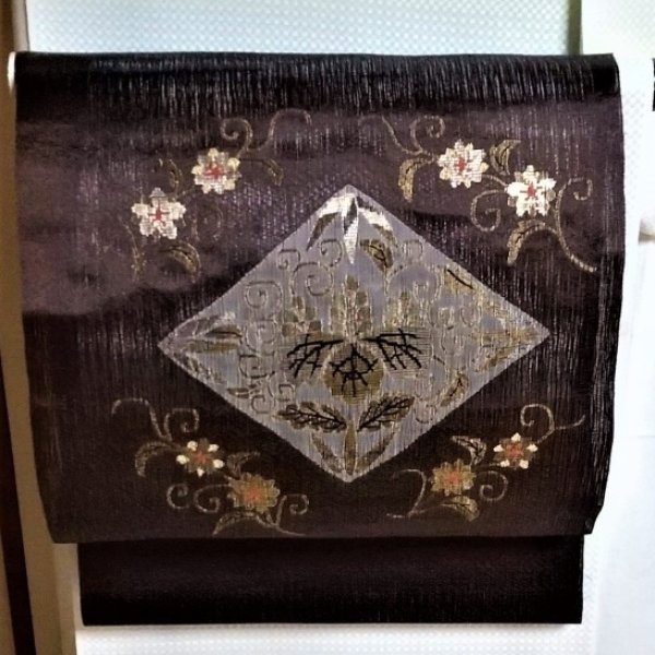 画像4: 附下　型染 松竹梅 + 名古屋帯　菱取 桐文　櫛織 (4)