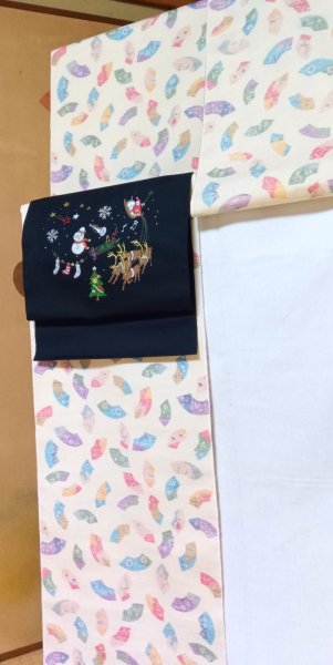 画像6: 名古屋帯　クリスマス　ハート (6)